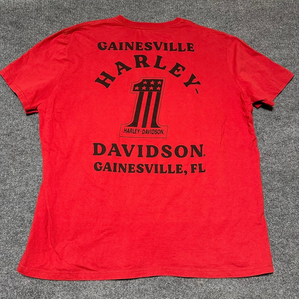 Harley Davidson Gainesville Florida Red Graphic T-Shirt Mens 2XL Biker Tee